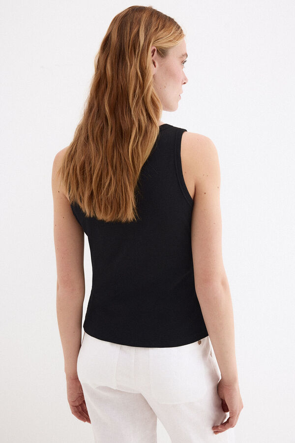 Pedro del Hierro Camiseta rib tirantes Negro