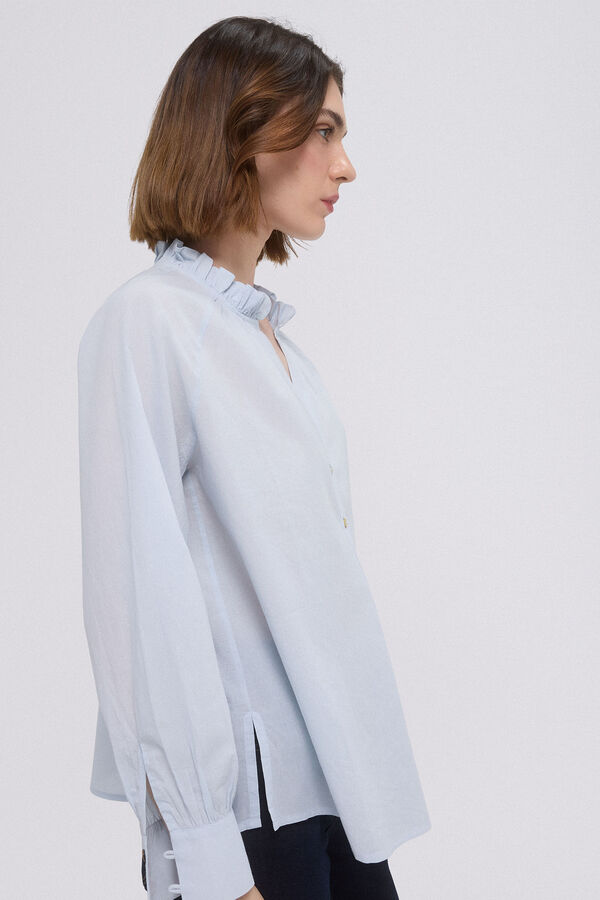 Pedro del Hierro Blusa voile cuello volante Azul