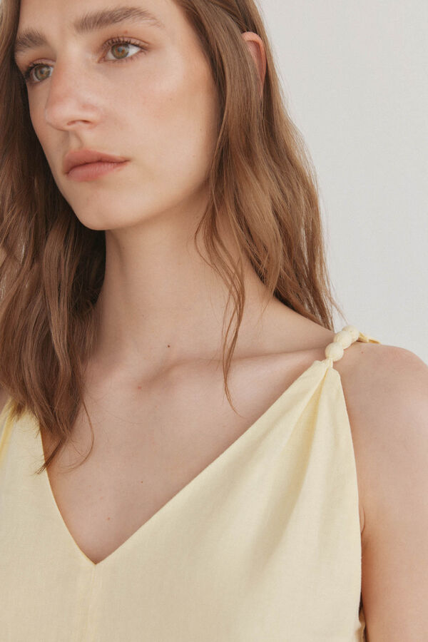 Pedro del Hierro Vestido corto lino Amarillo