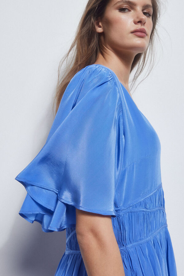 Pedro del Hierro Vestido frunces cinturilla Azul
