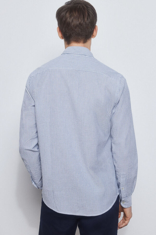 Pedro del Hierro camisa seersucker riscas Azul