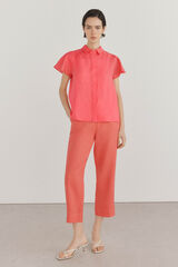 Pedro del Hierro Pantalones lino straight cropped Coral