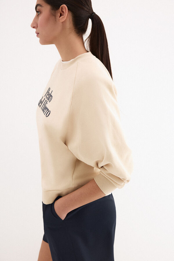 Pedro del Hierro Sweatshirt activewear com logo Ecru
