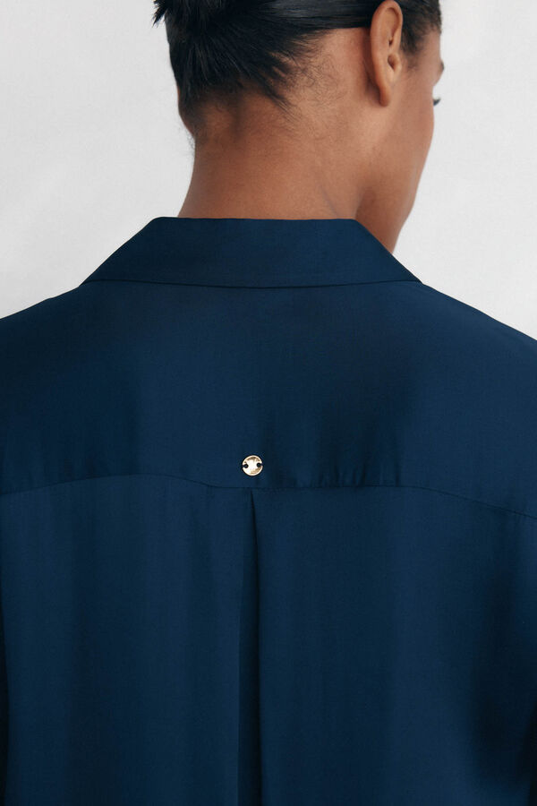 Pedro del Hierro Camisa sat&eacute;n lisa Azul