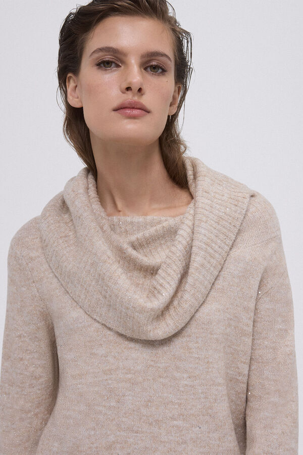 Pedro del Hierro Jersey de punto lentejuelas Marr&oacute;n