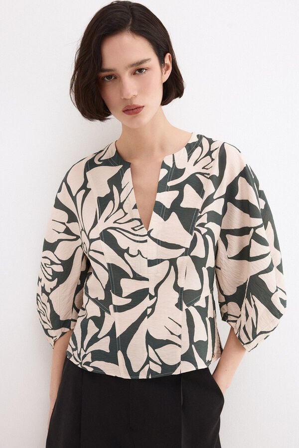 Pedro del Hierro Blusa estampada Beige