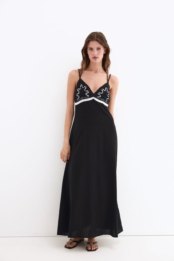 Pedro del Hierro Vestido beachwear em crochet Preto