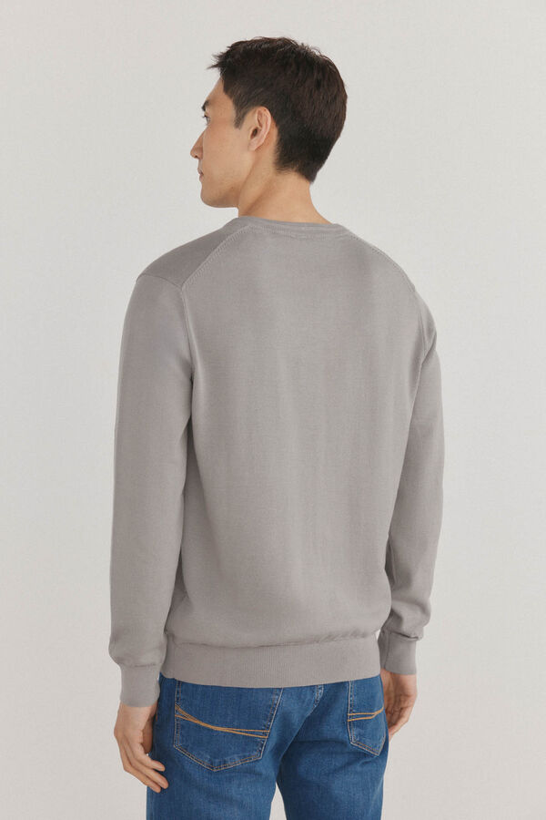 Pedro del Hierro Jersey punto fino algod&oacute;n premium cuello pico Gris
