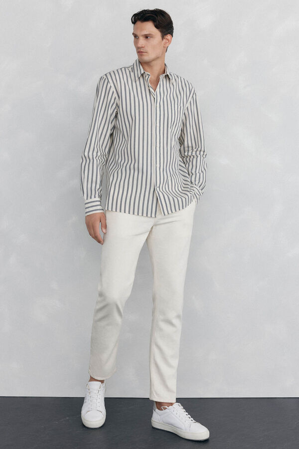 Pedro del Hierro Camisa riscas   Branco