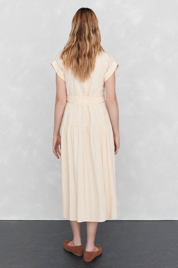 Pedro del Hierro Vestido camisero sin mangas largo midi Amarillo