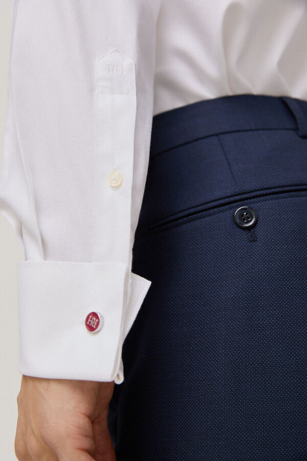 Pedro del Hierro Camisa vestir pu&ntilde;o gemelo non iron y antimanchas estructura lisa regular fit Branco