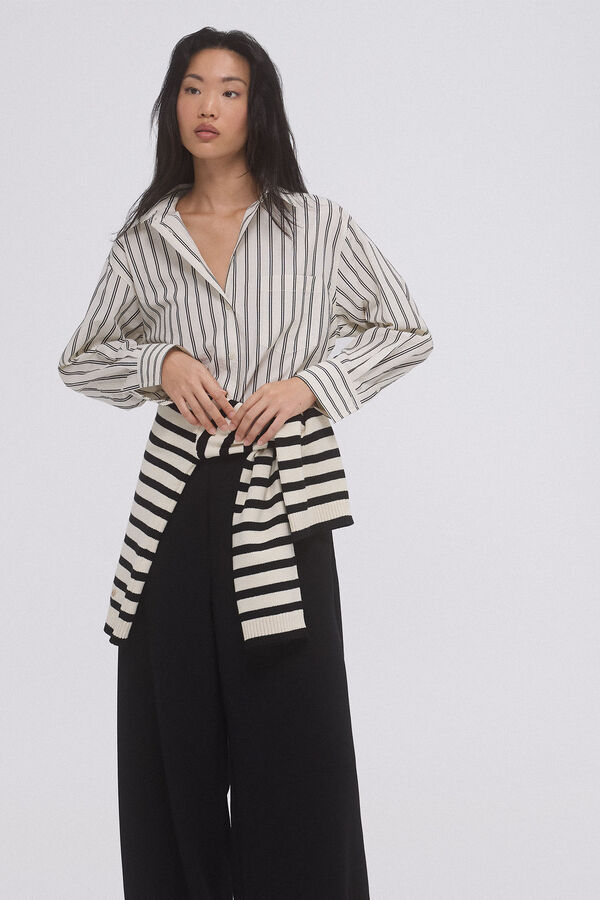 Pedro del Hierro Camisa oversize rayas Crudo