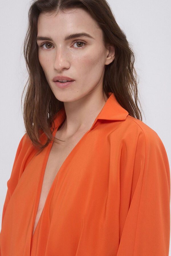 Pedro del Hierro Vestido cruzado fluido Naranja
