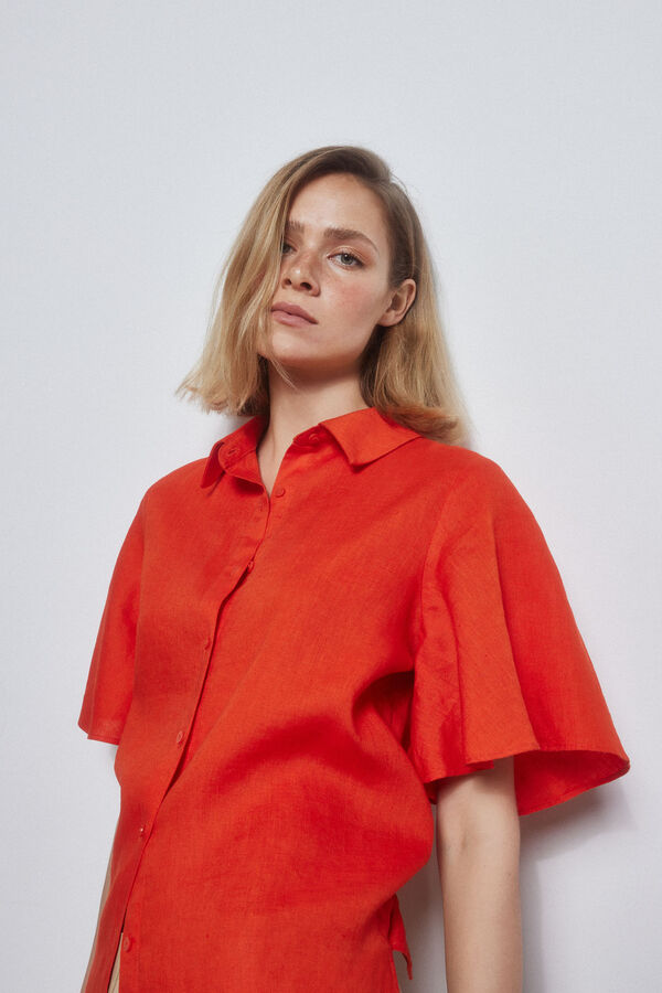 Pedro del Hierro Camisa lino fluida Rojo