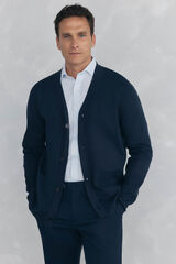 Pedro del Hierro C&aacute;rdigan punto algod&oacute;n cuello pico botones Azul