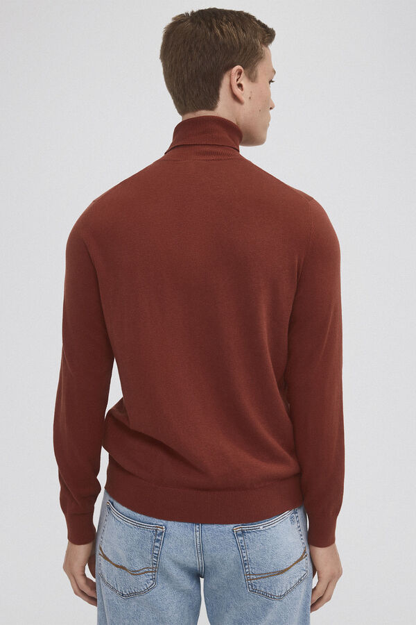 Pedro del Hierro Jersey algod&oacute;n seda cashmere cuello alto Marr&oacute;n
