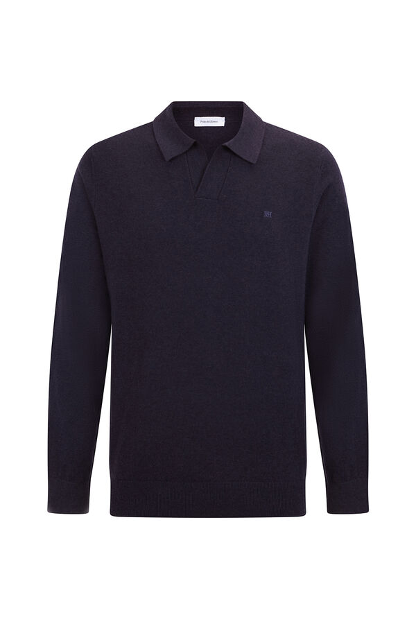 Pedro del Hierro Jersey cuello johny lana merino y cashmere Azul