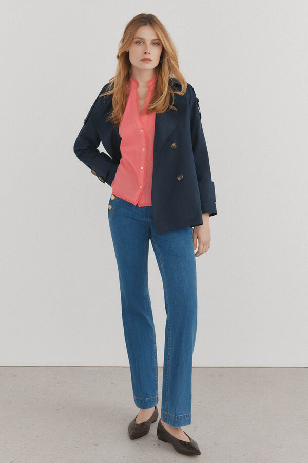 Pedro del Hierro Blusa rom&acirc;ntica bordados Coral