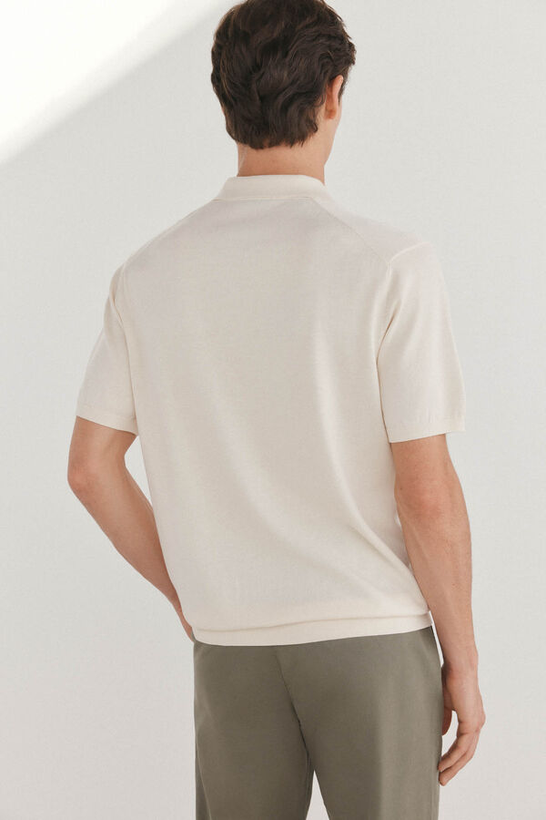 Pedro del Hierro Camisa polo de algod&atilde;o de manga curta premium Ecru