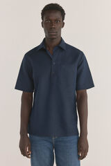 Pedro del Hierro Camiseta manga curta em tecido linho Azul