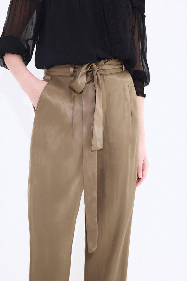 Pedro del Hierro Cal&ccedil;a em cetim verde Verde