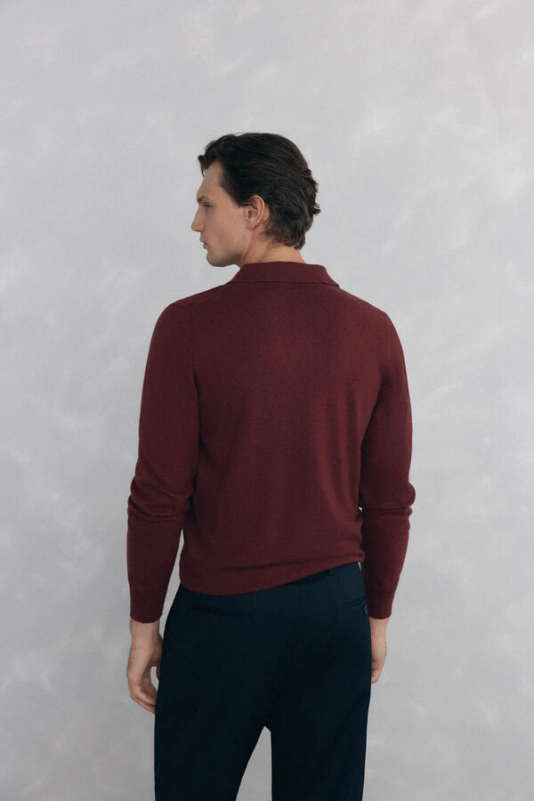 Pedro del Hierro Jersey cuello johny lana merino y cashmere Burdeos