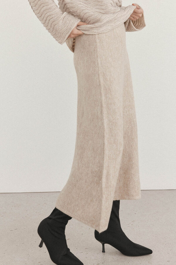 Pedro del Hierro Saia de malha com lantejoulas Cizento