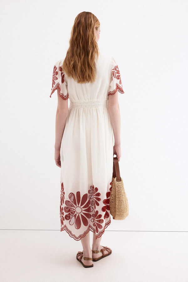 Pedro del Hierro Vestido rom&acirc;ntico de renda Ecru