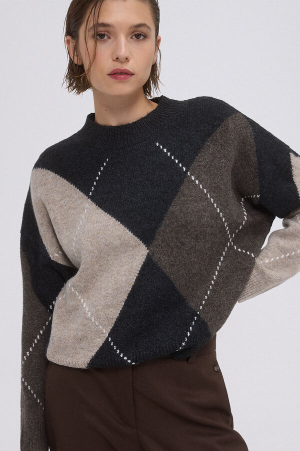 Pedro del Hierro Jersey jacquard rombos Gris