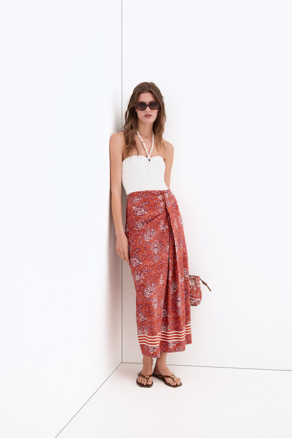 Pedro del Hierro Fato de banho em jacquard e missangas Branco