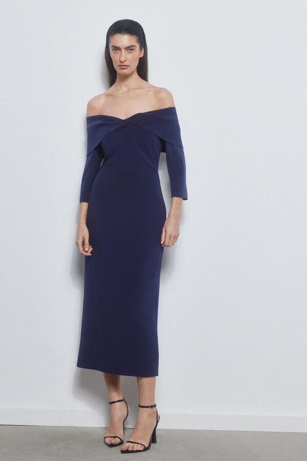 Pedro del Hierro Vestido bodycon off shoulders Azul