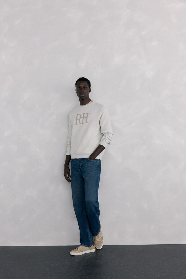 Pedro del Hierro Sudadera logo cuello redondo Gris