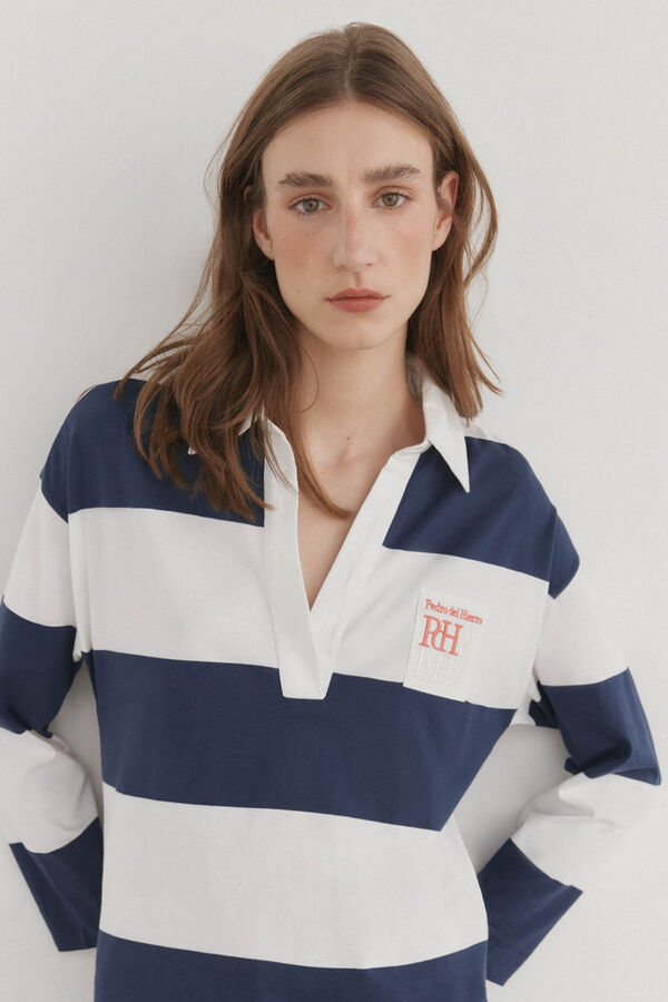 Pedro del Hierro Polo rayas manga larga Azul