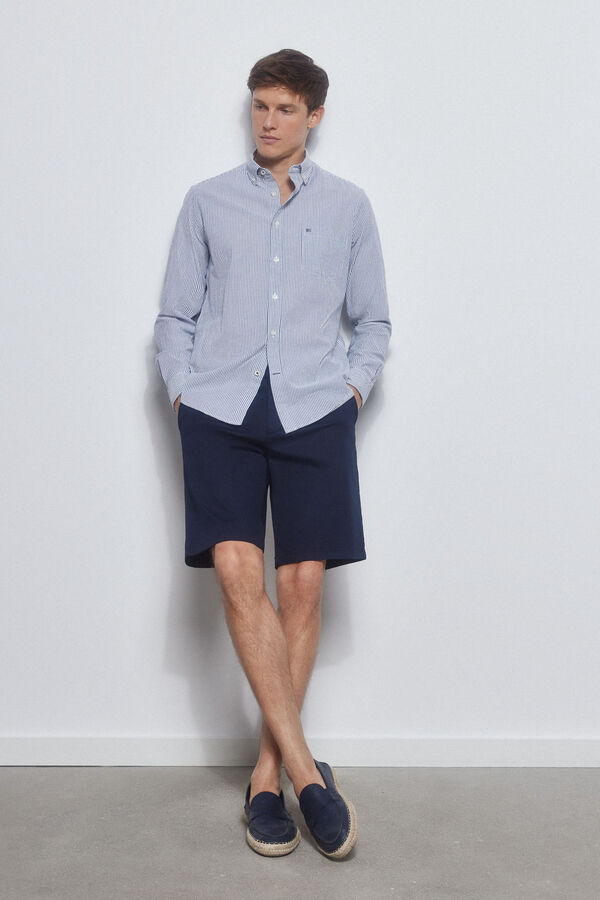 Pedro del Hierro camisa seersucker riscas Azul