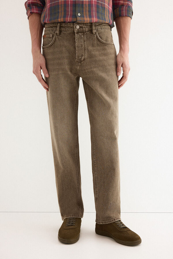Pedro del Hierro Cal&ccedil;a jeans new straight castanho Marrom