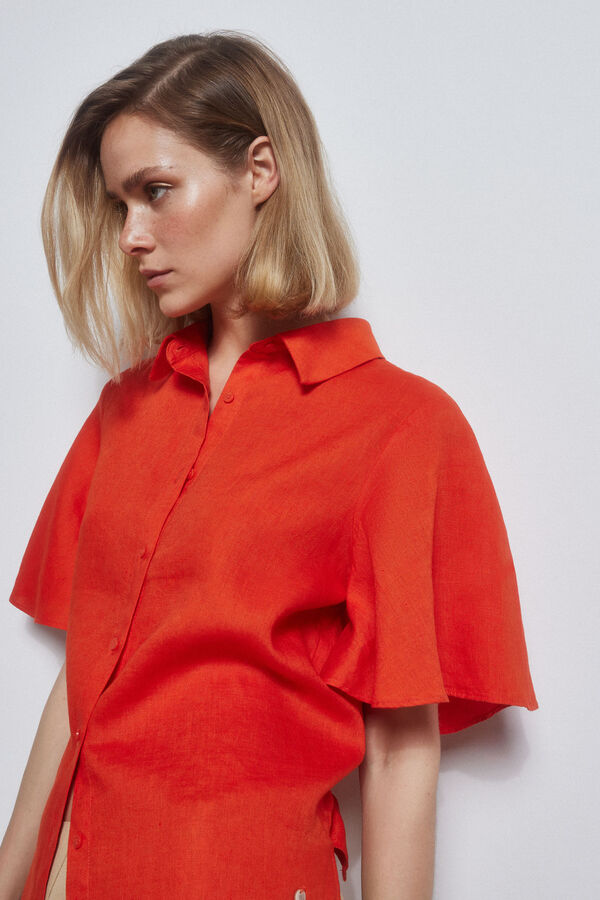 Pedro del Hierro Camisa lino fluida Rojo