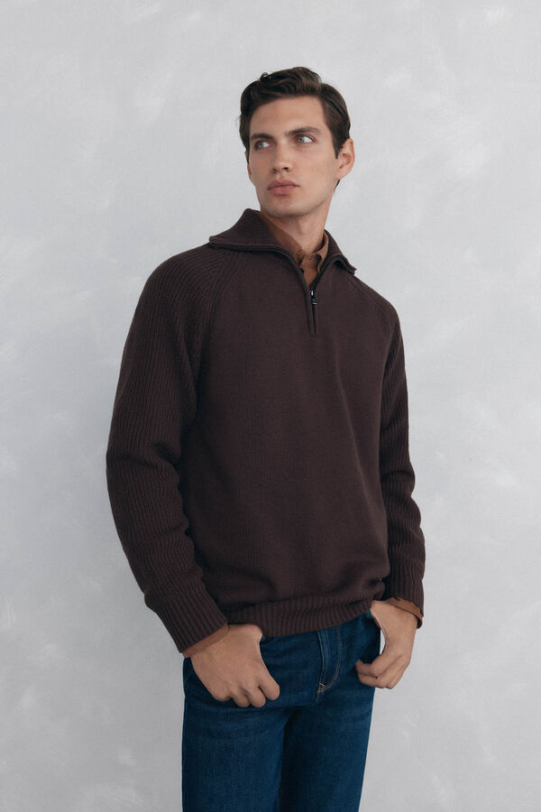 Pedro del Hierro Jersey cuello vespa Marr&oacute;n