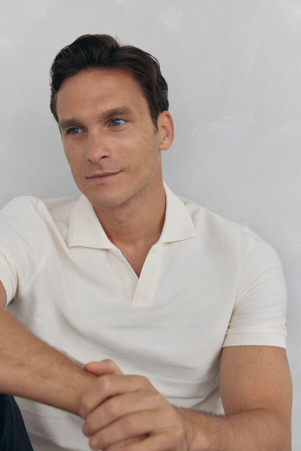 Pedro del Hierro Polo estrutura jacquard Ecru