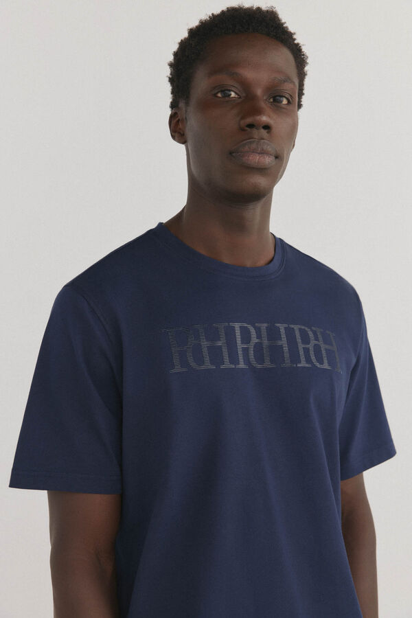 Pedro del Hierro Camiseta fantasia com logo grande Azul