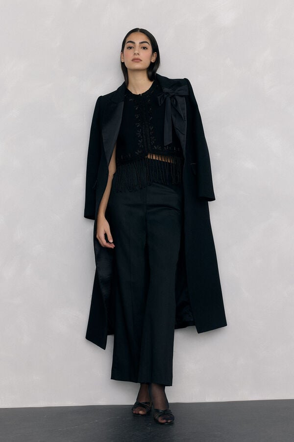 Pedro del Hierro Malha de colete com franjas bordado Preto