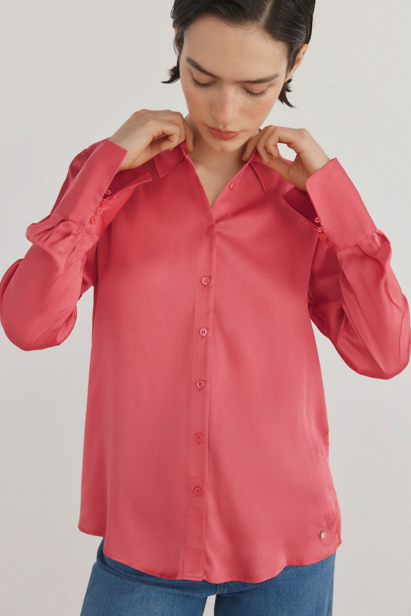 Pedro del Hierro Camisa satinada fluida