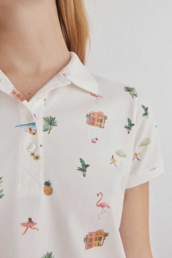 Pedro del Hierro Polo estampado manga curta Branco
