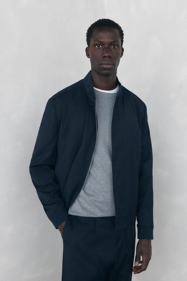 Pedro del Hierro Cazadora bomber de lana Azul