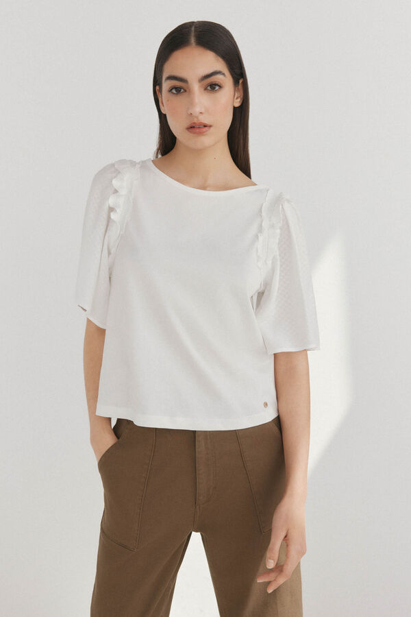 Pedro del Hierro Camiseta lisa combinada Blanco