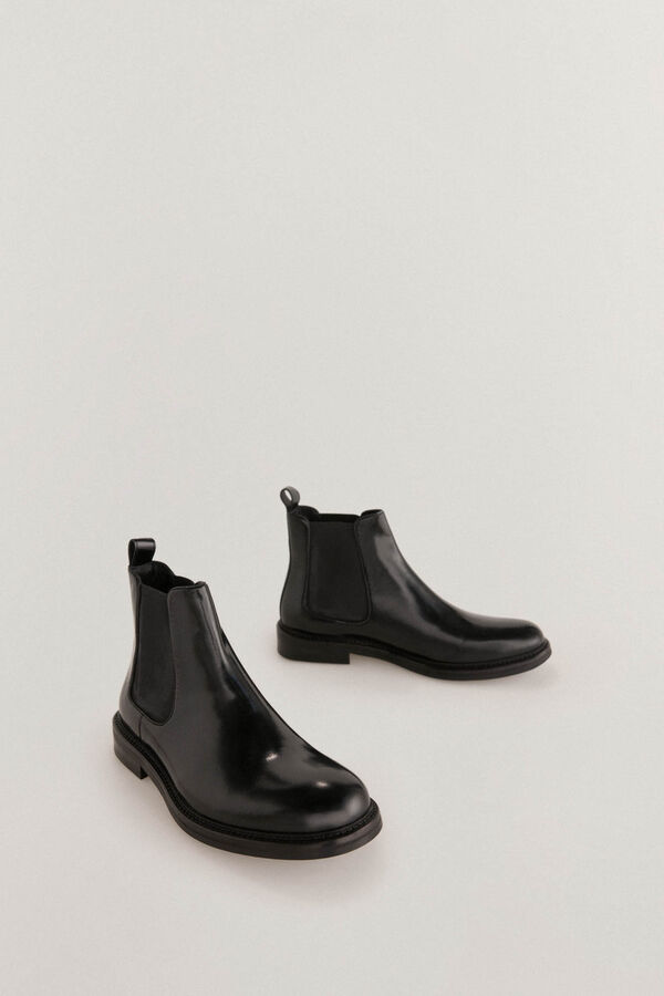 Pedro del Hierro Bota de pele com el&aacute;sticos laterais Preto
