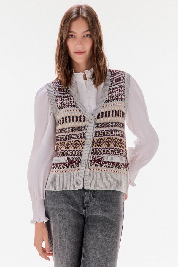 TFP by Tamara Falc&oacute; Colete jacquard geom&eacute;trico Bordeaux