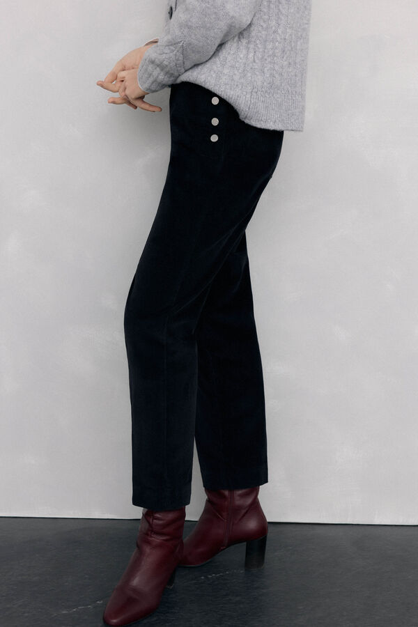 Pedro del Hierro Cal&ccedil;a cl&aacute;ssica de veludo veludo slim Preto