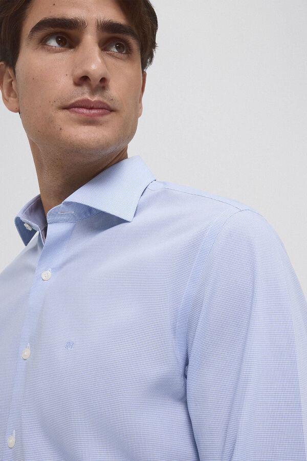 Pedro del Hierro Camisa aos quadrados non iron + antimanchas Azul