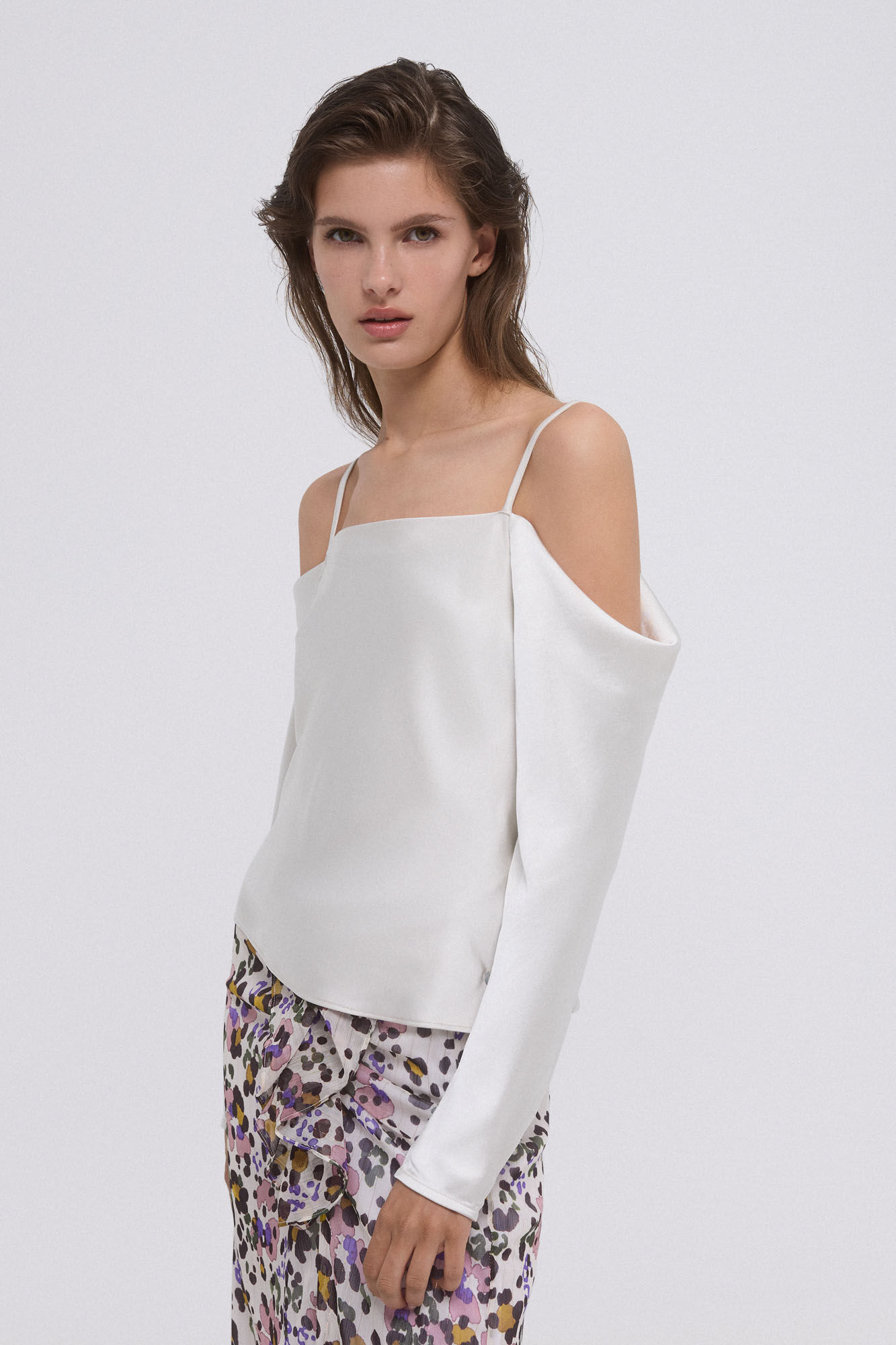 Pedro del Hierro Top de cetim ombro a ombro