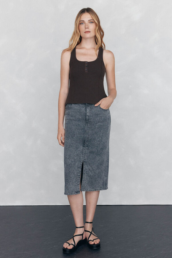 Pedro del Hierro Camiseta canale tirantes Marr&oacute;n